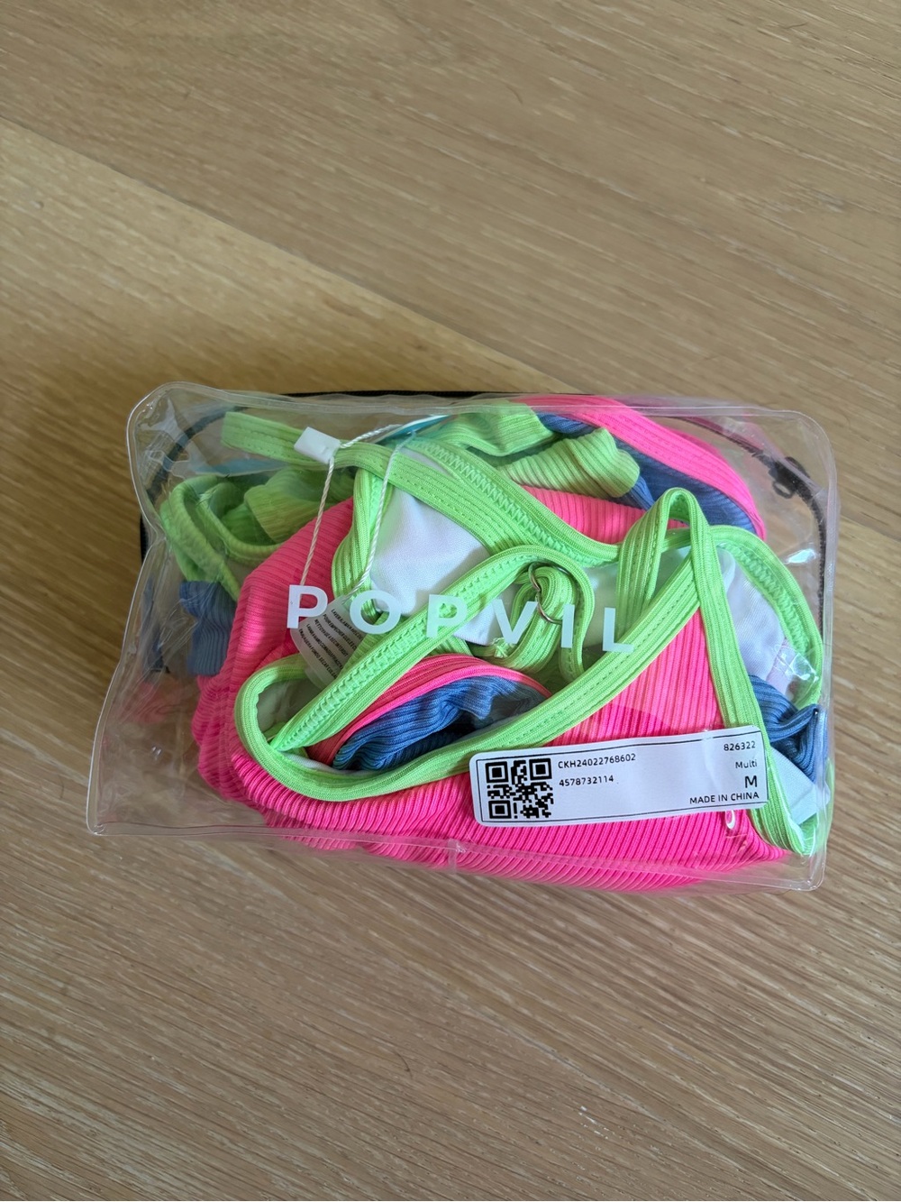 Neon Colorblock Women's Bikini - Pink & Lime - Picture 3 of 4